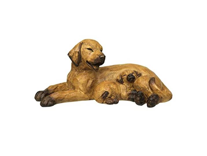 Ambiente Haus Hund mit Welpe braun liegend Dekohund Figur Geschenkidee Hundefigur Skulptur