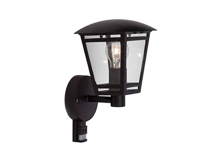 Brilliant Lampe Riley Außenwandleuchte stehend Bewegungsmelder schwarz 1x A60, E27, 40W, geeignet für Normallampen (nicht enthalten) IP-Schutzart: 44 - spritzwassergeschützt