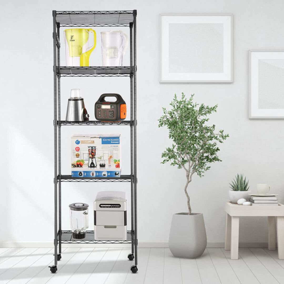 Rebrilliant Aires 61cm W Powder Coated Steel Shelving Unit Black 180cm H X 61cm W X 36cm D