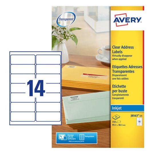 Avery Dennison Etiquette d'adresse jet d'encre, 99,1 x 38,1 mm (J8563-25.FR)