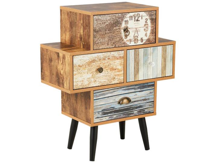 Carryhome Kommode, Weiß, Hellblau, Rost, Hellbraun, Vintage, 4 Schublade(n) Schubladen, 63x73.8x29 cm, Typenauswahl, stehend, Wohnzimmer, Kommoden & Sideboards, Kommoden