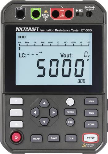 VOLTCRAFT ET-500 Isolationsmessgerät 250 V, 500 V, 1000 V, 2500 V, 5000V 5.0 TΩ