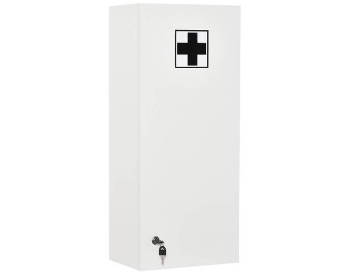 Armoire à médicaments murale - Blanc - Panneau de particules - 30x20x70 cm - 9.4 kg - 4 étagères intérieures