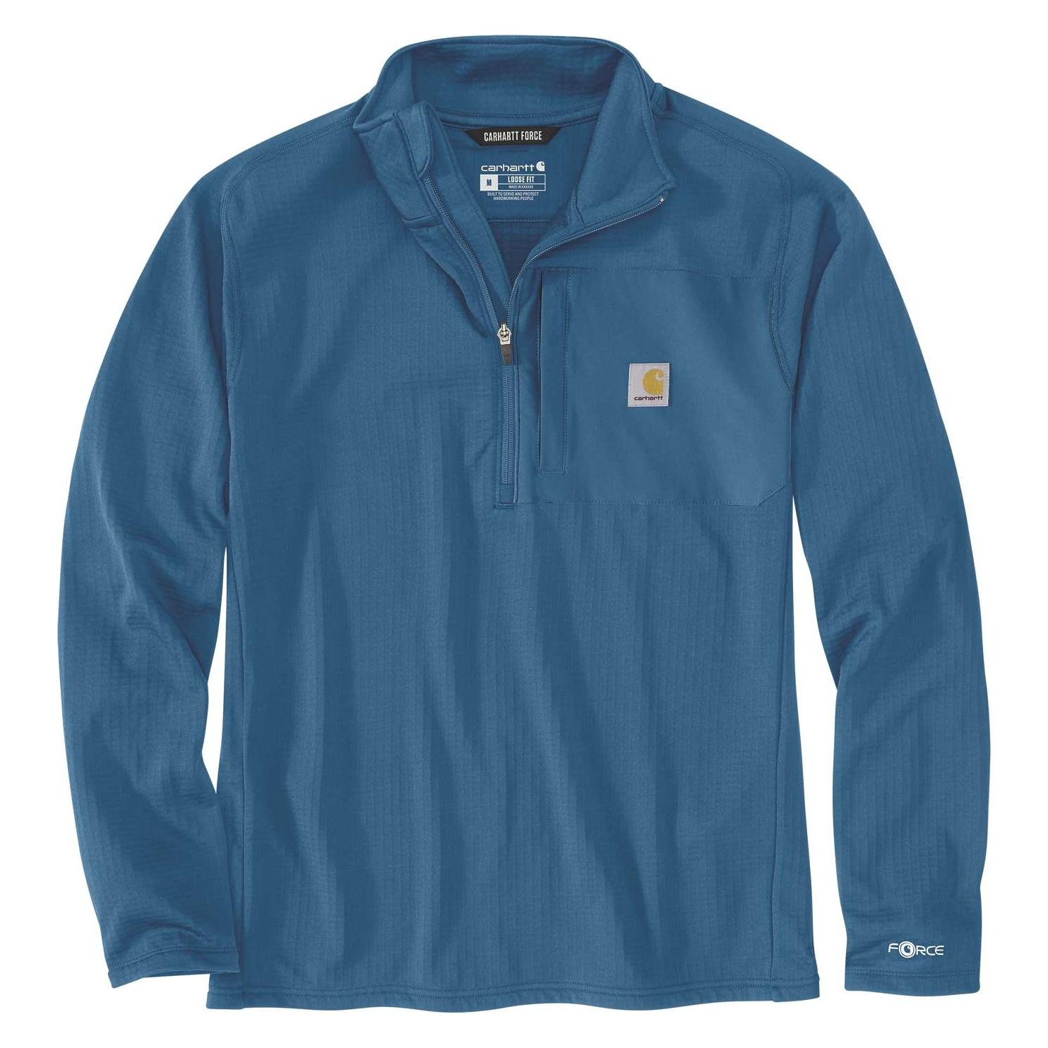 Carhartt Force Mock Neck Funktions-T-Shirt in Blau (M) (.106423.HO4.S005)