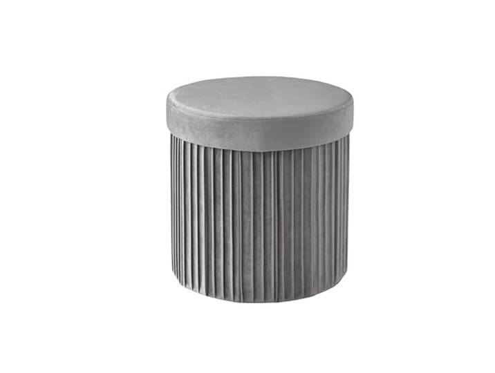 Relaxdays Tabouret en Velours\, siège avec Rangement\, rembourré\, Pliable\, H x P : 38 x 38 cm\, Tabouret Rond\, Gris Clair