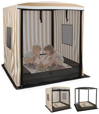 Kids Wooden Sandbox w/ Canopy Large Sand Pit w/Mesh Door