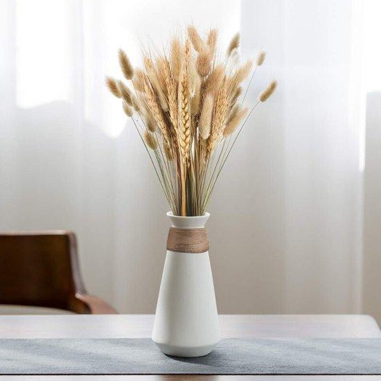 Ibenzoa Pampasgras decoratieboeket met 50 natuurlijke gedroogde grassen en linnenlint, 40 cm