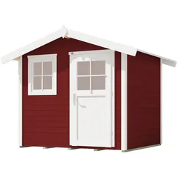 Weka Gartenhaus 123 - 28 mm schwedenrot 240 x 205 cm inkl. Einzeltür/Fenster (Gr. 1) - 50 % Rabatt auf Dacheindeckung