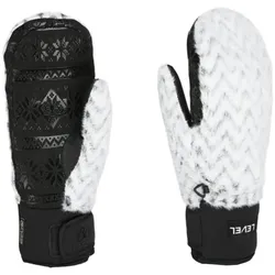 Level Damen Teddy Handschuhe Siberian Mitten White Black - M - M