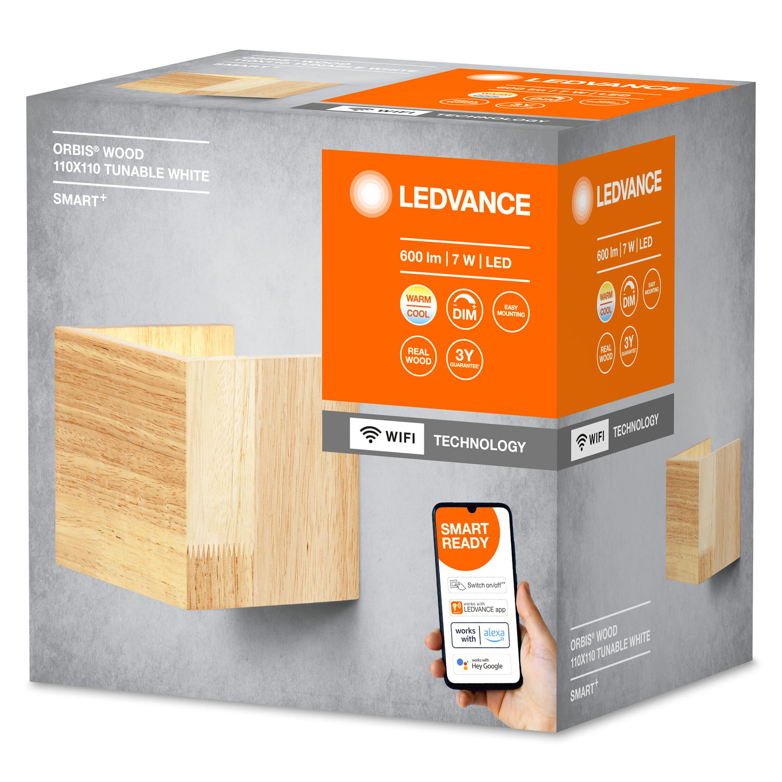 Ledvance SMART+ Orbis Slimme Wandlamp met Houtlook en LED via WLAN