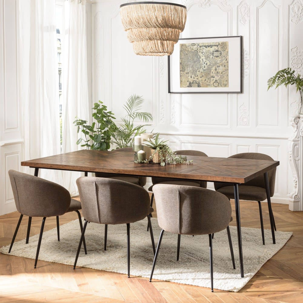MACABANE Table à manger rectangulaire 220x100cm bois recyclé Marron 220x78x100cm