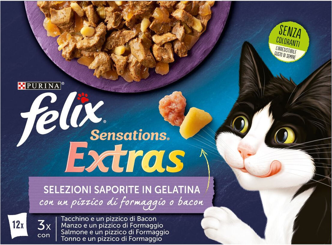 Felix Sensations Extras Cat Busta Multipack 12x85G MIX CARNE E PESCE
