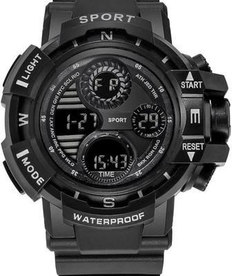 ModernMart Rugged Military Digital Sports Watch Waterproof LED Chronograph For Men black