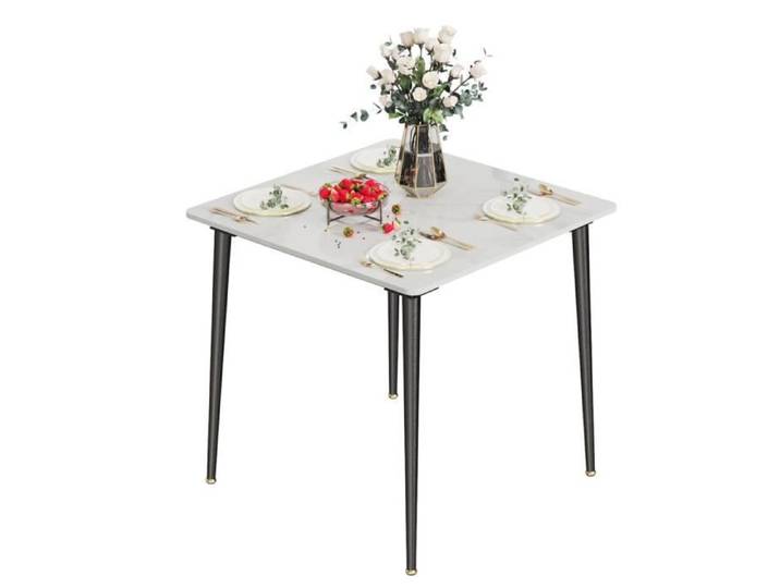 UNHO Table à Manger Marbre Grande Table de Cuisine 4 Personnes Carrée Meuble pour Salle à Manger 80x80cm