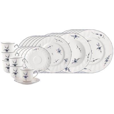 Geschirr-Set VILLEROY & BOCH "Kombiservice Vieux Luxembourg 30er Set weiß-blau", bunt (weiß, blau), 30, Porzellan, Geschirr-Sets, Geschirr-Set, Spülmaschinengeeignet, Mikrowellengeeignet