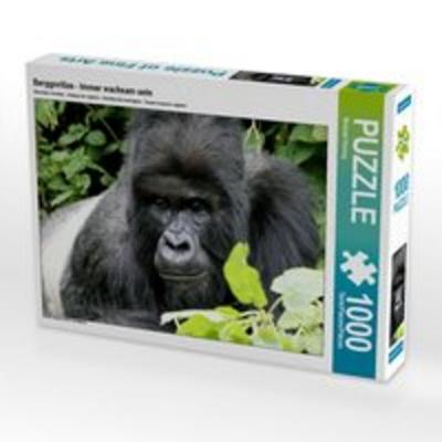 CALVENDO Puzzle Berggorillas - Immer wachsam sein | 1000 Teile Lege-Größe 64x48cm Foto-Puzzle für glückliche Stunden