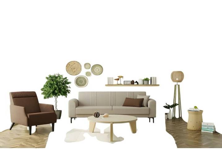JVmoebel Polstergarnitur Grau Stoffsofa mit Zweisitzer und Sessel für modernes Wohnen, (Set, 2-tlg., Zweisitzer, Sessel), Made in Europe