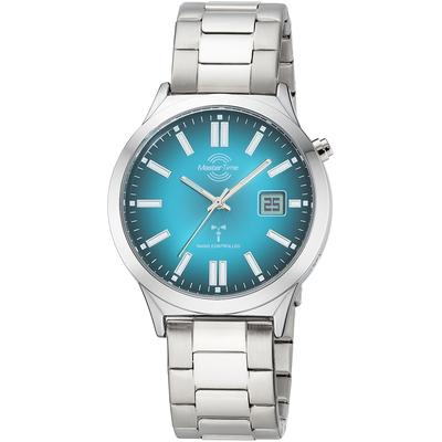 Funkuhr MASTER TIME, silber (silberfarben, blau, blau), Armbanduhren, Herren, silberfarben, Funkuhr, Quarzuhr, Armbanduhr, Herrenuhr, Edelstahlarmband, analog, digital