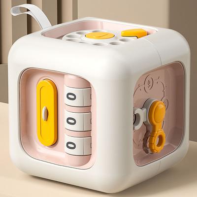 Uplifted Trends Montessori Busy Board Sensory Toy For Toddlers Fine Motor Skills Cube pink