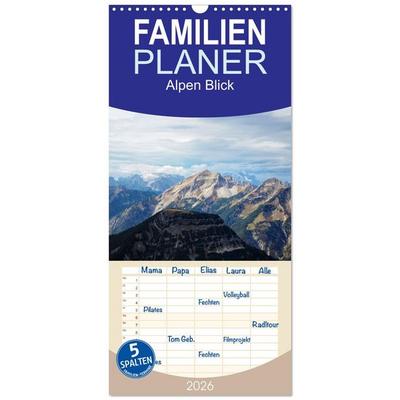 Familienplaner 2026 - Alpen Blick mit 5 Spalten (Wandkalender, 21 x 45 cm) CALVENDO