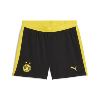 Sporthose PUMA "Borussia Dortmund 25/26 Shorts Damen", Damen, Gr. L, Normalgrößen, gelb (schwarz faster gelb), Obermaterial: 100% Polyester, regular fit, Hosen Sporthose