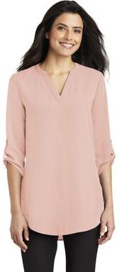 Port Authority LW701 Women's 3/4-Sleeve Tunic Blouse in Rose Quartz size 3XL   Polyester
