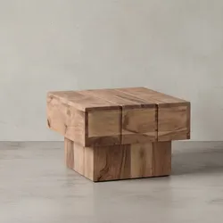 KADIMA DESIGN Beistelltisch SAAR: Massivholz, 44x44x30 cm, handgefertigtes Unikat, Sheesham/Akazie