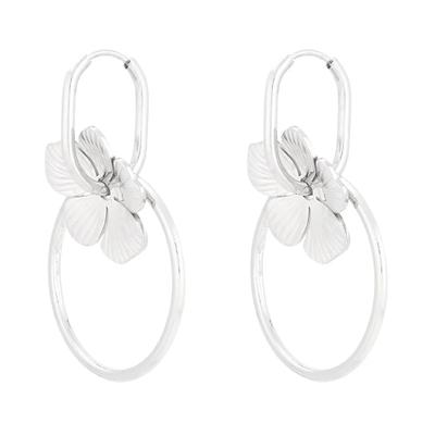 Paar Ohrhänger ADELIA´S "LIVAYA Ohrringe Ohrhänger mit Blumenmotiv aus Edelstahl", Damen, Gr. Damen, Edelstahl, gold (silberfarben), Ohrringe, Trendig durch das plastisch gestaltete Blumenmotiv