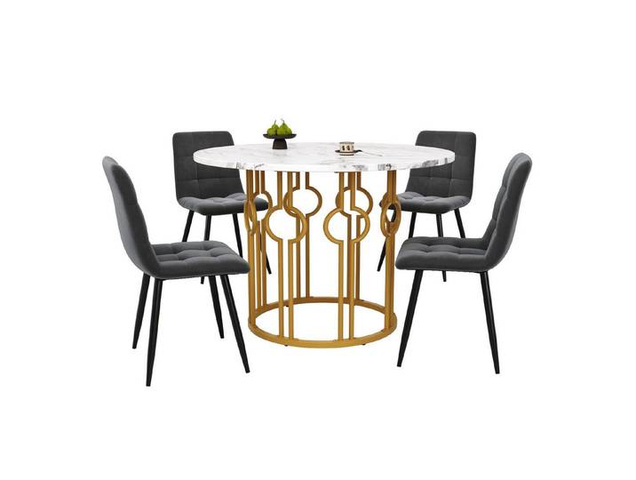 REDOM Essgruppe Design Esstisch,Luxuriöses 5-teiliges Esstisch-Set, (5-tlg., 100*100*76cm)