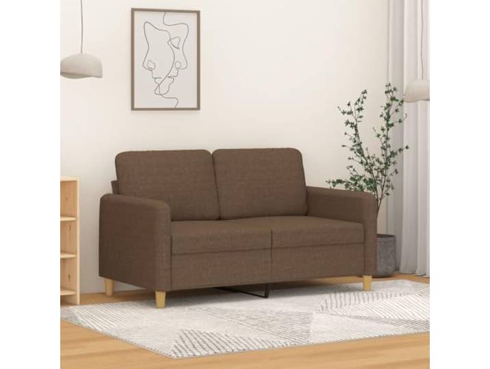 pokgdf 2-Sitzer-Sofa Braun 120 cm Stoff Metallgestell, Dick Polsterung, Belastbar Bis 110 Kg, Modernes Design