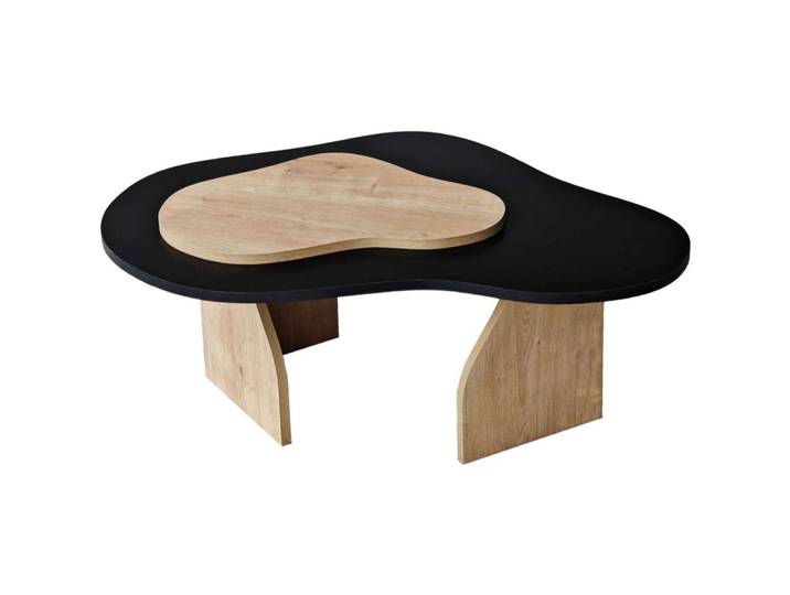 Table basse en aggloméré noir, chêne