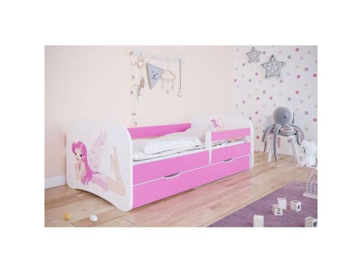 Lit enfant fée rose à ailes Kocot Kids avec tiroir 80x160cm