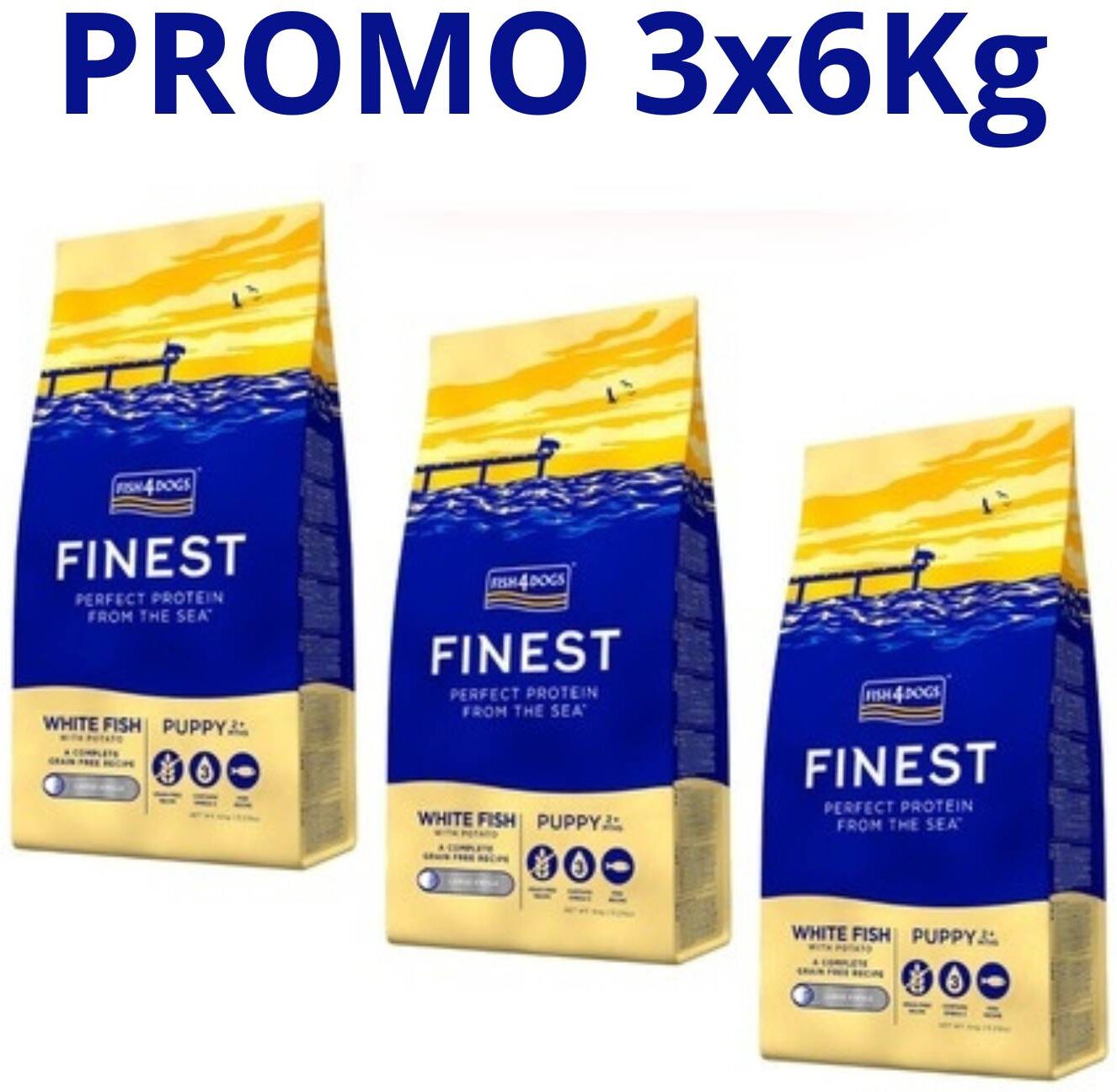 Fish4Dogs Finest Puppy LARGE Pesce Bianco per Cuccioli PROMO 3 x 6 Kg (€ 49,90 A SACCO)
