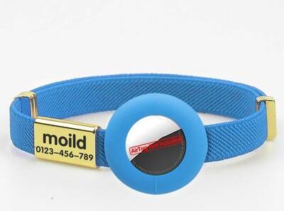 Inspired Finds Personalized Breakaway AirTag Cat Collar With Name Tag & Adjustable GPS Holder blue