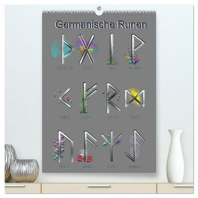 Germanische Runen (hochwertiger Premium Wandkalender 2026 DIN A2 hoch), Kunstdruck in Hochglanz