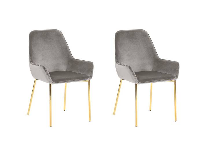 STUHL 2er-Set Samtstoff Grau Loverna