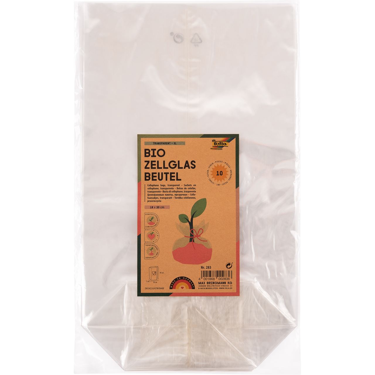 folia Zellglas-Bodenbeutel 18,0 x 30,0 cm 10 St.