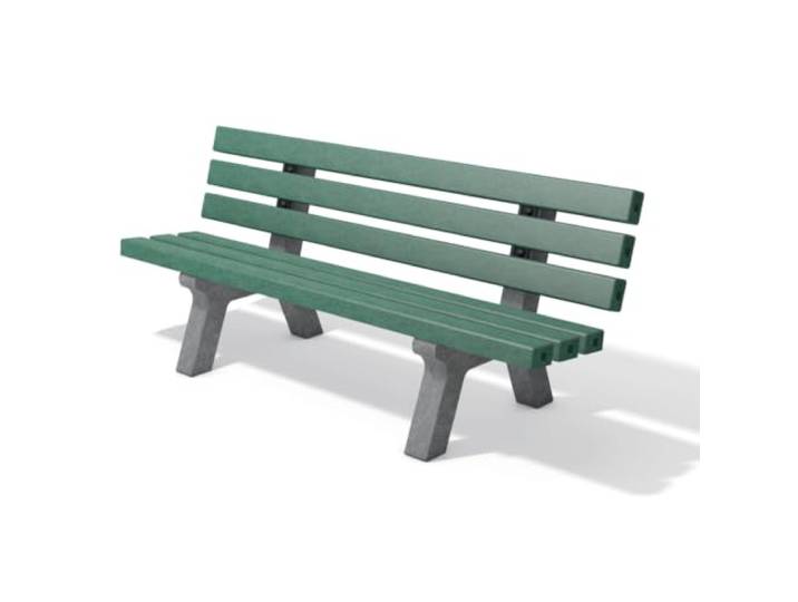 hanit® Kindersitzgruppe Canetti Kinderbank mit Rückenlehne Grau-Grün aus 100% recyceltem Kunststoff wetterfeste Sitzgruppe für KiTas