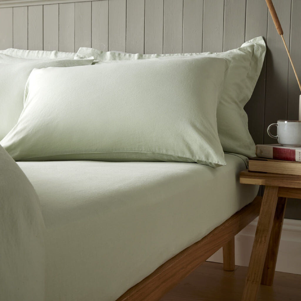 17 Stories Syvester Linen Blend Standard Fitted Sheet Duck Egg Kingsize (5')
