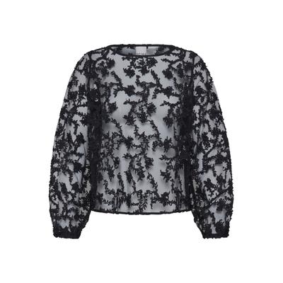 Langarmbluse ICHI "ICHI Bluse langarm IHBALKI", Damen, Gr. 38, schwarz, Blusen