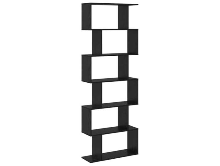 KDVXBCQJH Standregal mit 6 Fächern Schwarz Eichen-Optik 70x24x193,5 cm Vielseitiges Aufbewahrungsregal für Wohnzimmer, Büro und Arbeitszimmer. Schlankes Design für optimale Raumnutzung.