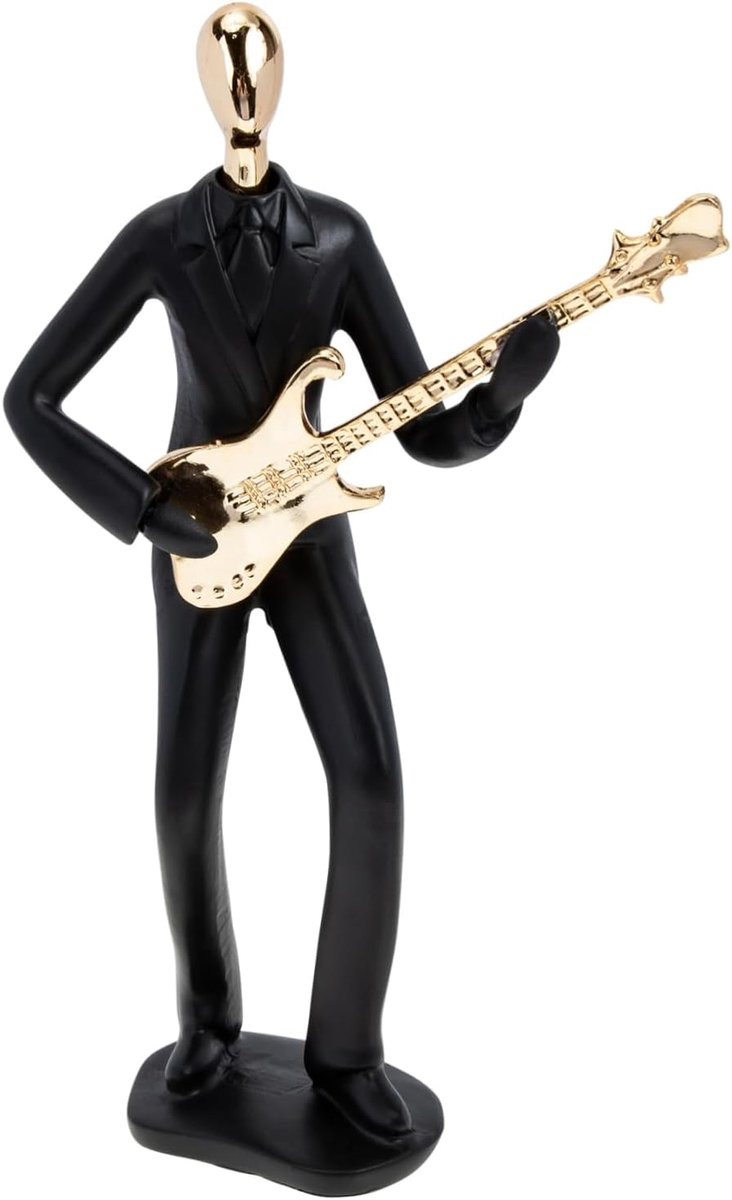 Bassist Model Figurine Goud - Muziek Decoratie voor op Tafel - Lengte: 27,5 cm