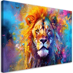 WANDBILD bunter löwe abstraktion