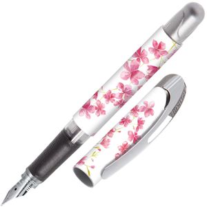 Online Füller College Cherry Blossom, Feder M, für Rechtshänder, Kunststoff, Muster weiß/rosa