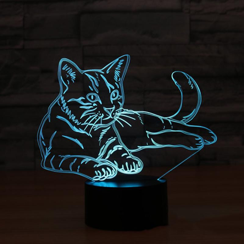 Cocosity 3D LED-nachtlamp met kattenontwerp en aanraakbediening