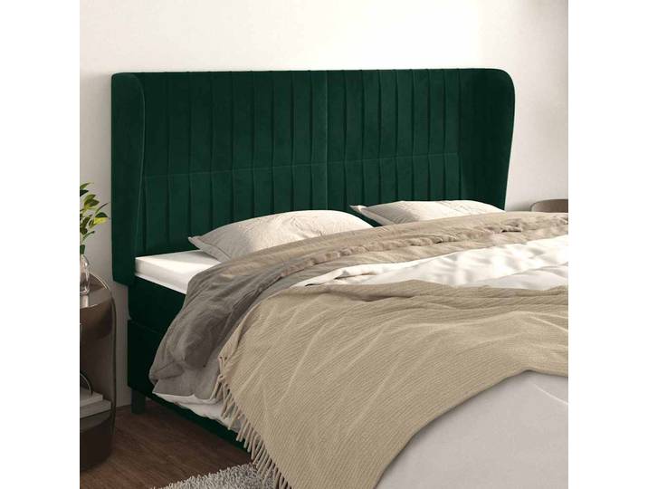 vidaXL Kopfteil mit Ohren Dunkelgrün 163x23x118/128 cm Samt