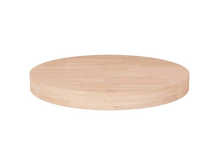 vidaXL Tischplatte Runde Ø50/4 Cm Unbehandeltes Massivholz Eiche, Naturfarben, Holz, 50x4x50 cm, Esszimmer, Esstische, Tischsysteme