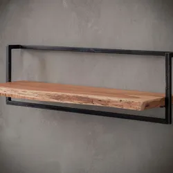 designline »Edge« Massivholz Wandregal Metall/Akazie I