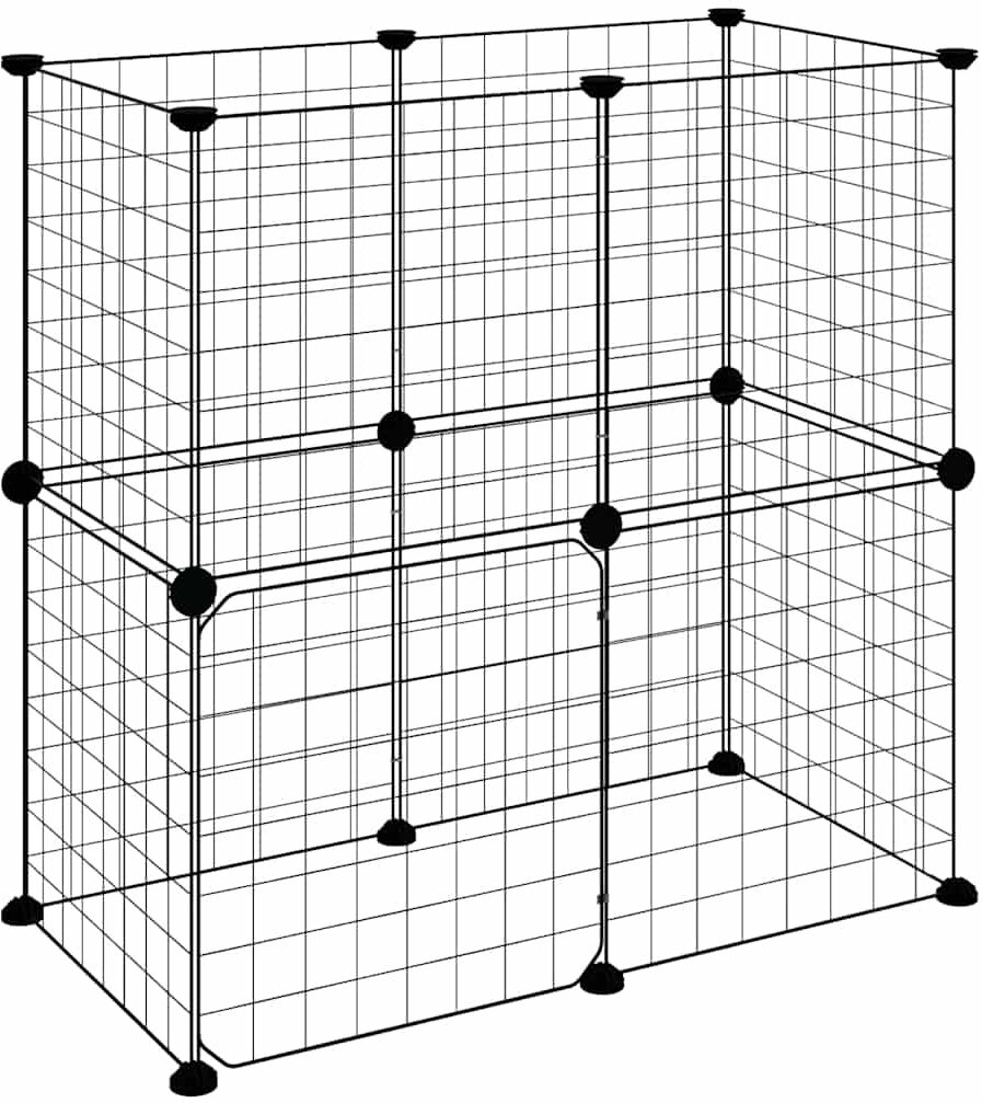 vidaXL Jaula para mascotas de 12 paneles puerta acero negro 70x35x70cm Negro