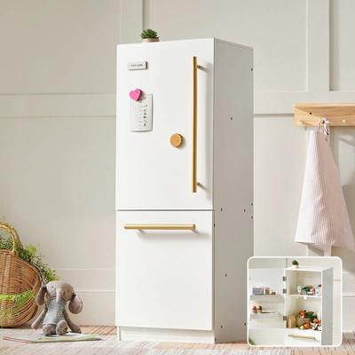 Tiny Land Play Kitchen Accessories Play Kitchen Fridge: Wooden Cabinet Refrigerator for Kids
